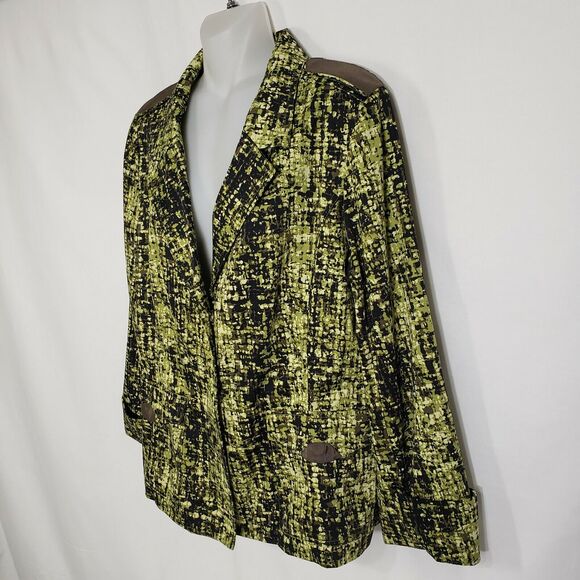 Laura Ashley Womens Blazer Jacket Size Medium Green Printed Snap Front Pockets - Picture 5 of 12